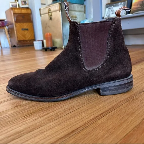 R.M. Williams Comfort Craftsman Brown Suede Chelsea Boots