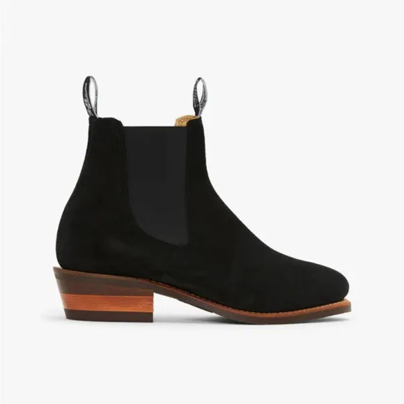 R.M.Williams - Comfort Lady Yearling Suede - Raw Edge - Black Size 7 Retail $408