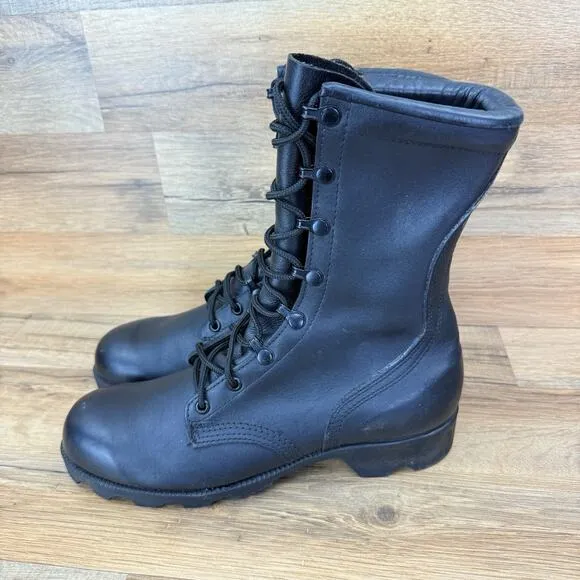 RO SEARCH Military Army Size 7.5R Combat Boots Men Black Leather Vintage
