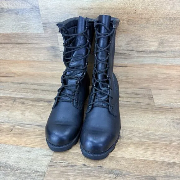 RO SEARCH Military Army Size 7.5R Combat Boots Men Black Leather Vintage