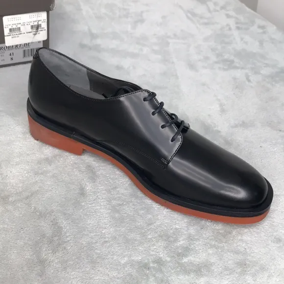 Robert Clergerie Men's Glazed Leather Lace up Dress Shoes Size 8