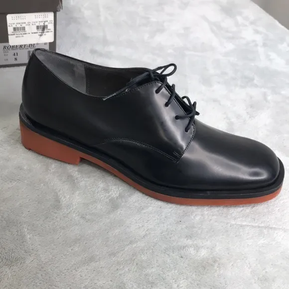 Robert Clergerie Men's Glazed Leather Lace up Dress Shoes Size 8