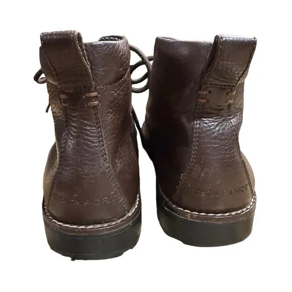 Rockport Mens Shoes Size 8 Brown Leather Lace Up Booties Adiprene by Adidas Sole