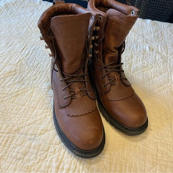 Rocky Mens 8.5 Brown Leather Lace Up Boots 9” Ride Comfort