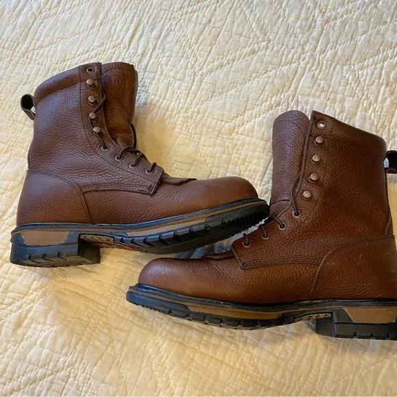 Rocky Mens 8.5 Brown Leather Lace Up Boots 9” Ride Comfort