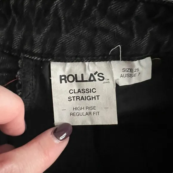 Rolla’s - Classic Straight High Rise Jeans Comfort 80’s Black Sz 25