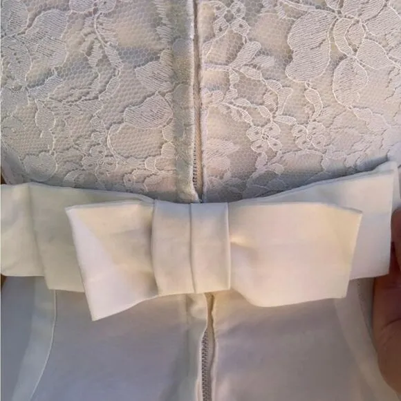 Romantic vintage 60's pretty floral lace wedding dress Union made A-line cream