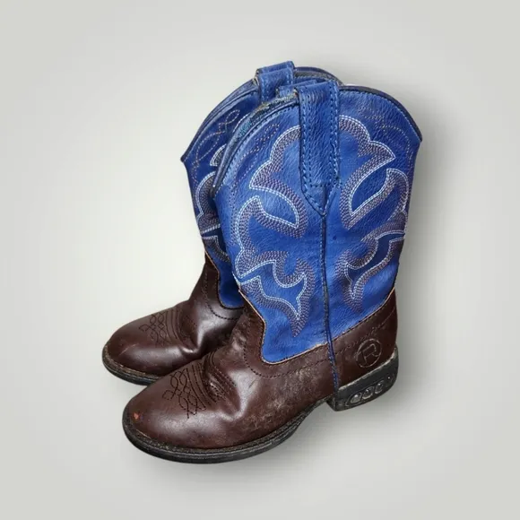 Roper Kids Blue and Brown Cowboy Boots toddler 9