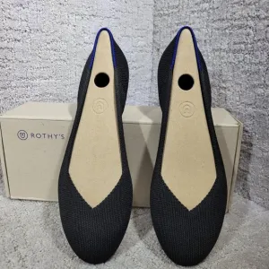 Rothys The Flat Black Solid Round Toe Slip on Flat Shoes Multiple Sizes