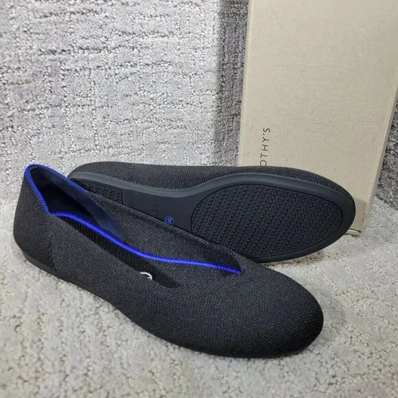 Rothys The Flat Black Solid Round Toe Slip on Flat Shoes Multiple Sizes