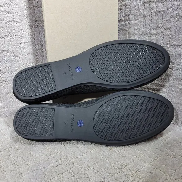 Rothys The Flat Black Solid Round Toe Slip on Flat Shoes Multiple Sizes