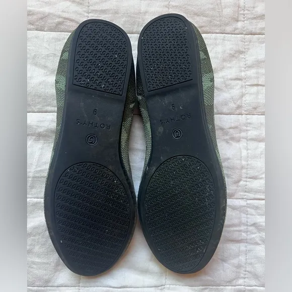 Rothy's The Loafer Classic Olive Green Camo Slip On Flats Shoes - Women 9