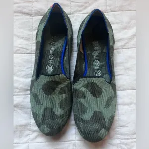 Rothy's The Loafer Classic Olive Green Camo Slip On Flats Shoes - Women 9