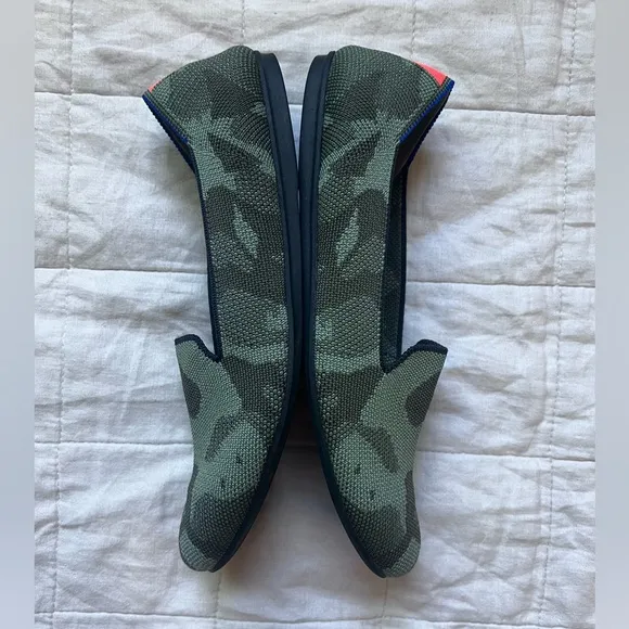 Rothy's The Loafer Classic Olive Green Camo Slip On Flats Shoes - Women 9