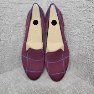 Rothy's The Loafer Women's Size US 10.5 Burgundy Grid Plaid Slip On Flat Shoes