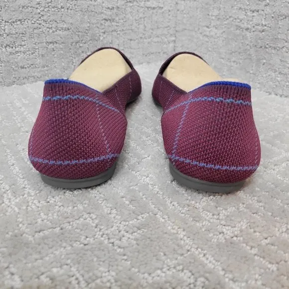 Rothy's The Loafer Women's Size US 10.5 Burgundy Grid Plaid Slip On Flat Shoes