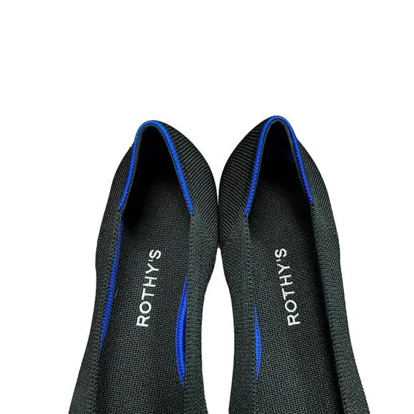 Rothy’s The Point Black Solid Flat Slip On Shoes Size 9.5