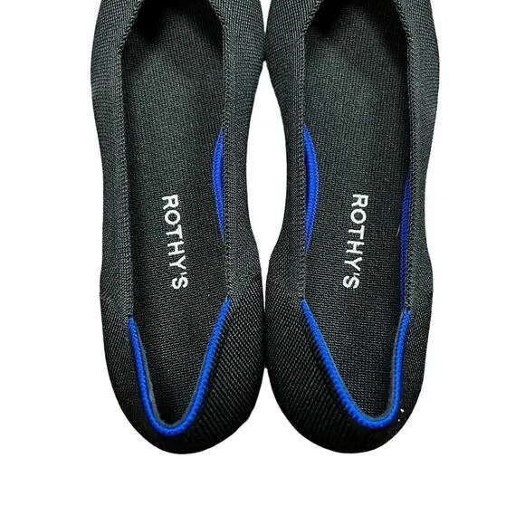 Rothy’s The Point Black Solid Flat Slip On Shoes Size 9.5