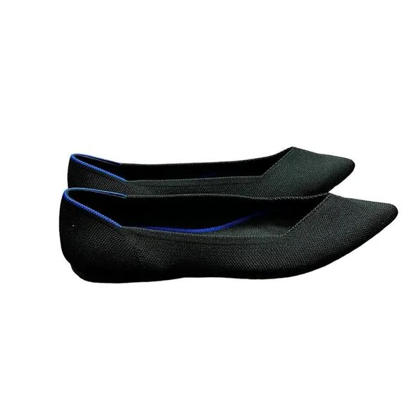 Rothy’s The Point Black Solid Flat Slip On Shoes Size 9.5