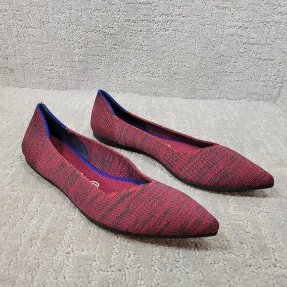 Rothys The Point Womens Size 9.5 Crimson Heather Pointed Toe Toe Slip on Shoes
