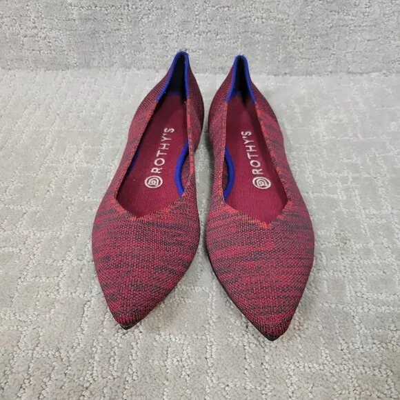 Rothys The Point Womens Size 9.5 Crimson Heather Pointed Toe Toe Slip on Shoes