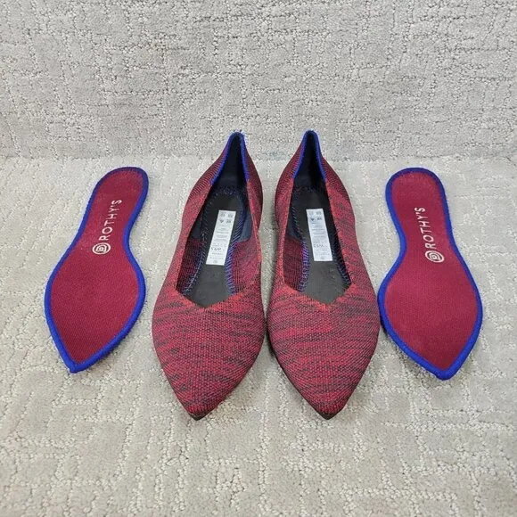 Rothys The Point Womens Size 9.5 Crimson Heather Pointed Toe Toe Slip on Shoes