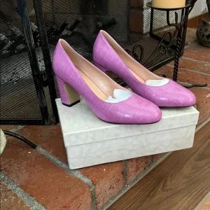 Round Toe Block Heel Pumps Slip On Chunky High Heels Classic Dress Shoes 3”