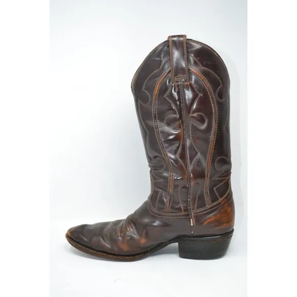 RUDEL BOTAS Brown Leather Western Boots Mens Size 8‎ Mexico Made Cowboy