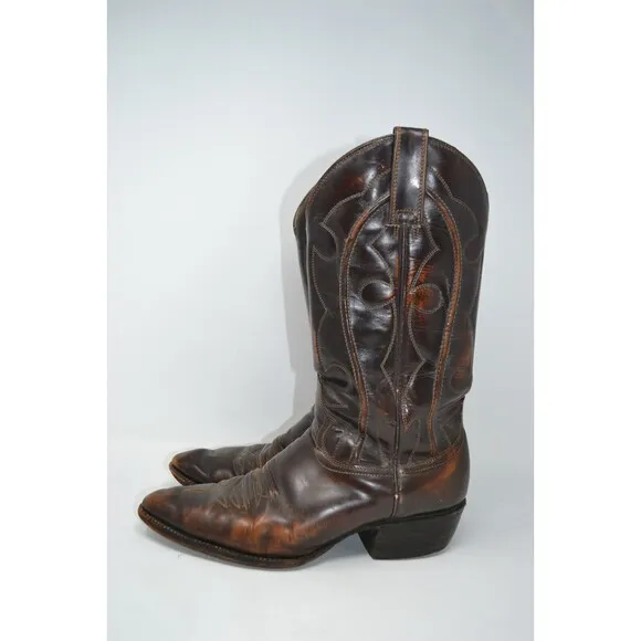 RUDEL BOTAS Brown Leather Western Boots Mens Size 8‎ Mexico Made Cowboy