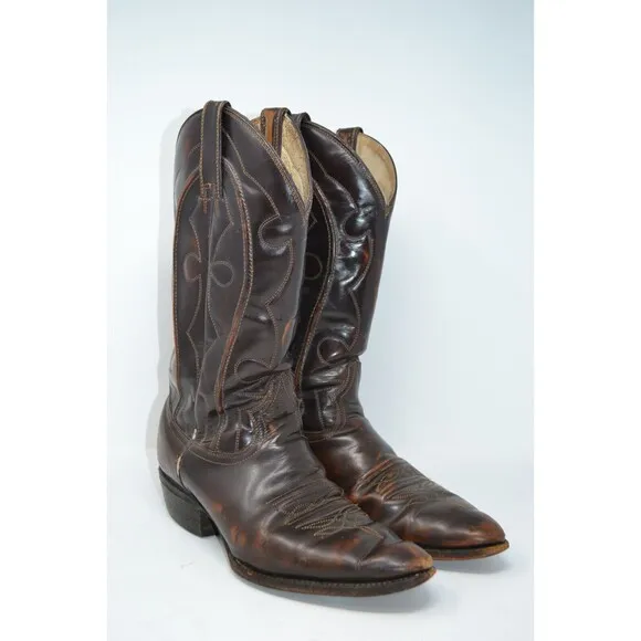 RUDEL BOTAS Brown Leather Western Boots Mens Size 8‎ Mexico Made Cowboy