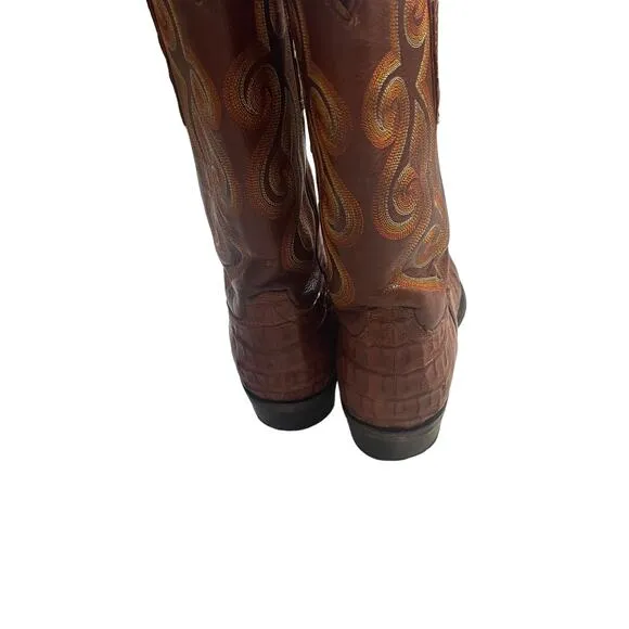 Rudy Lava Men's Size 9D Crocodile Brown Western Rodeo Cowboy Boots