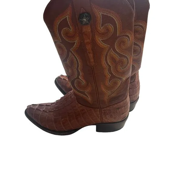 Rudy Lava Men's Size 9D Crocodile Brown Western Rodeo Cowboy Boots