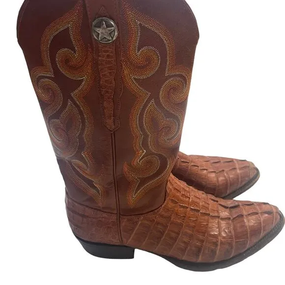 Rudy Lava Men's Size 9D Crocodile Brown Western Rodeo Cowboy Boots