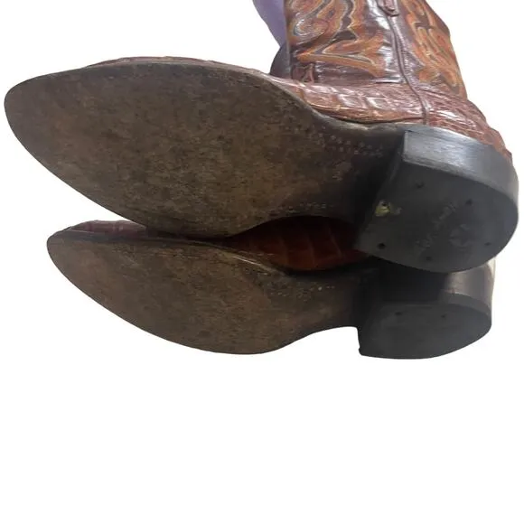 Rudy Lava Men's Size 9D Crocodile Brown Western Rodeo Cowboy Boots
