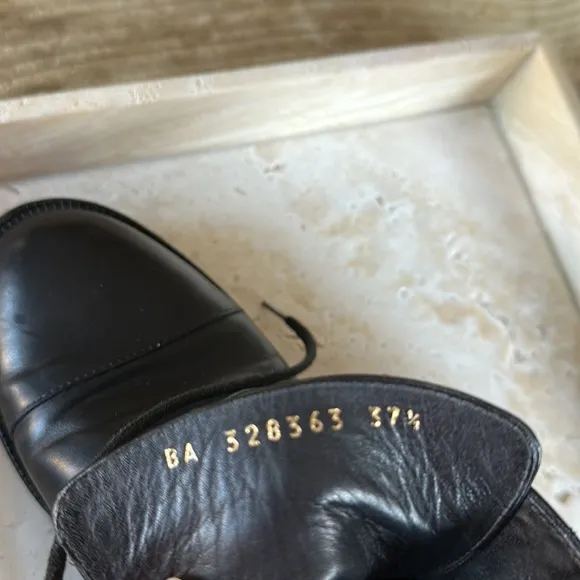 Saint Laurent black smooth leather lace up army boot. Size 37.5 w box &amp; shoe bag