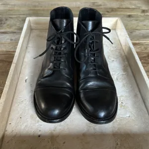 Saint Laurent black smooth leather lace up army boot. Size 37.5 w box &amp; shoe bag