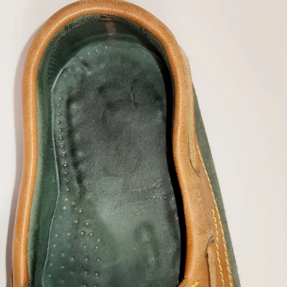 Saint Laurent Green and Tan Boat Shoes with Suede and Leather Size 12