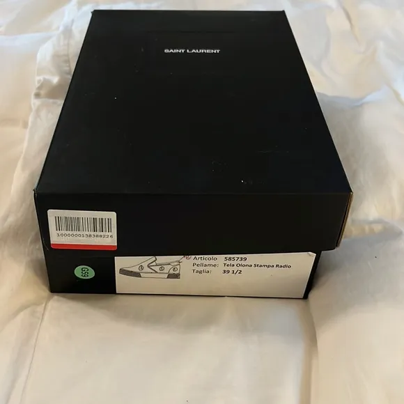 Saint Laurent YSL Tela Olona Pink Black Stampa Radio Slip On Sneakers EU 39.5