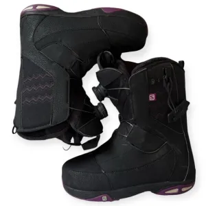 Salomon Ivy Boa Coiler STR8JKT Black Purple Snowboard Boots Women's Size 7.5