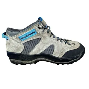 Salomon Suede &amp; Mesh Low-Cut Hiking Trail Shoes Boots Size 8.5 Blue Grey