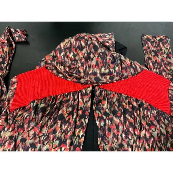 SALONI Dress Silk Boat Neck Beaded Printed Long Sleeve sz. 8