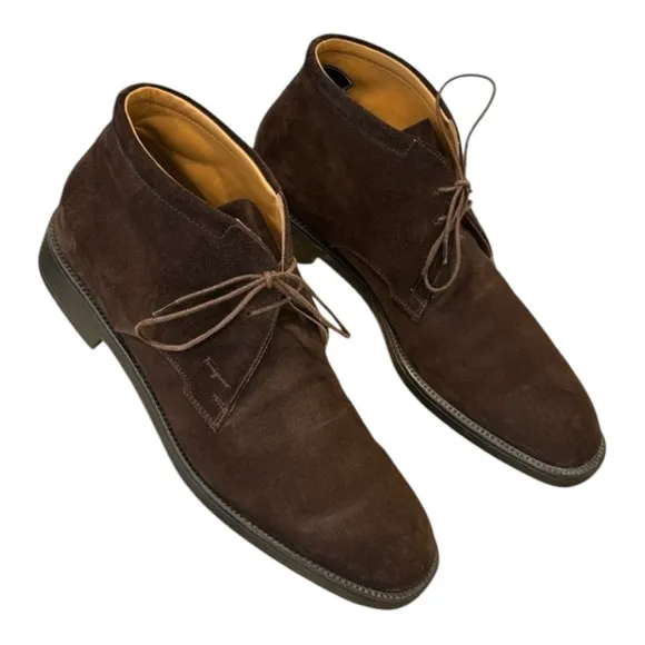 Salvatore Ferragamo Brown Suede Men’s Lace‎ up Boots.