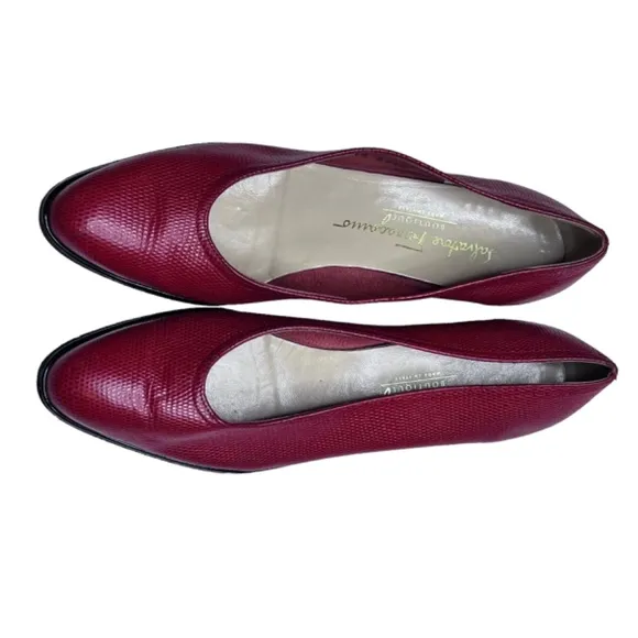 Salvatore Ferragamo Made in Italy Red Pointed Toe Wedge Shoes