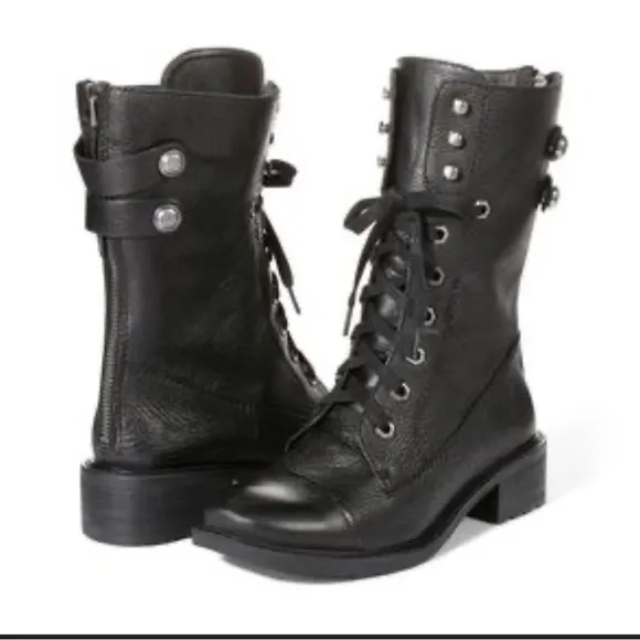 Sam Edelman Leather Army Style Lace-Up Boots