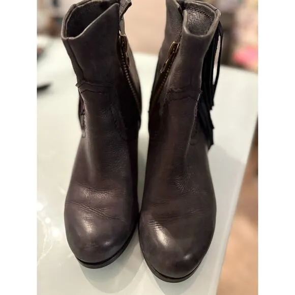 Sam Edelman Louis Black Western Booties with Fringe Size 6