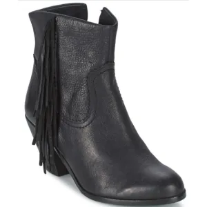 Sam Edelman Louis Black Western Booties with Fringe Size 6