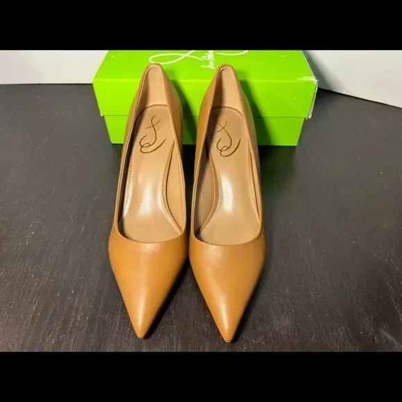 Sam Edelman Vienna Pointed Toe Pump Heels Shoes Saddle Leather Size 8.5M
