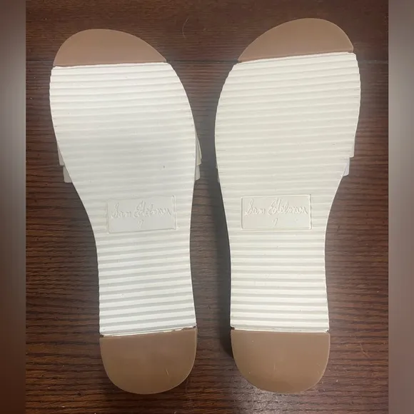 Sam Edelman Womens Ariane White Leather Slip On Slide Sandals‎ Shoes NWOB 7
