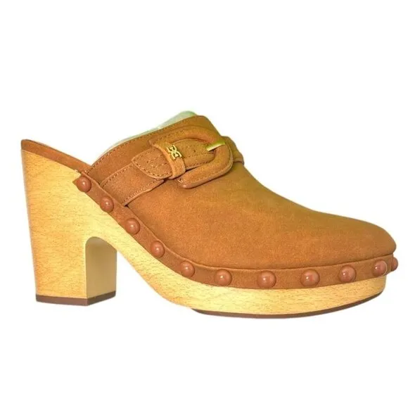 Sam Edelman Womens Brown Suede Nyla Slip On Clog Heels Sz 8.5 NIB