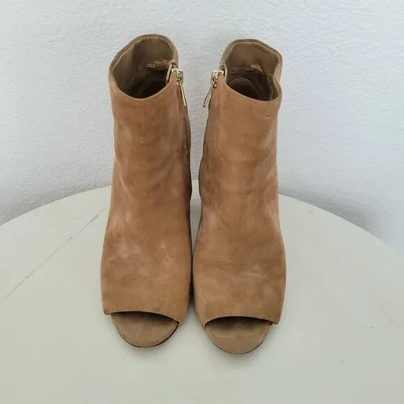 Sam Edelman Women's Oatmeal Beige Padded Yarin Open Toe Heel Boots Size 9